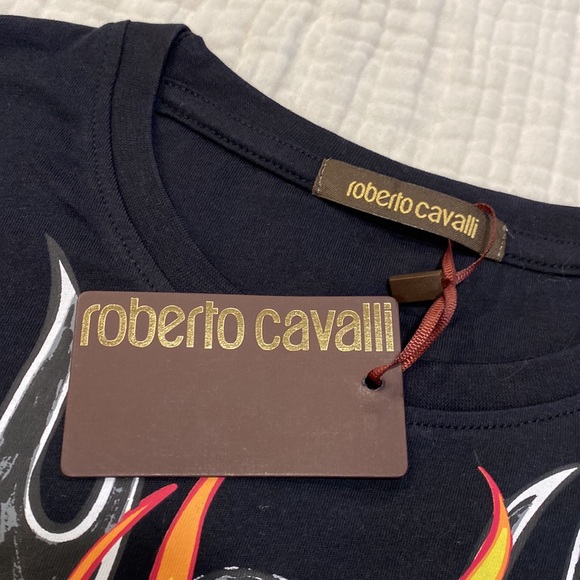 Roberto Cavalli Graphic Tee Tiger Flames Short Sleeves - Picture 4 of 6
